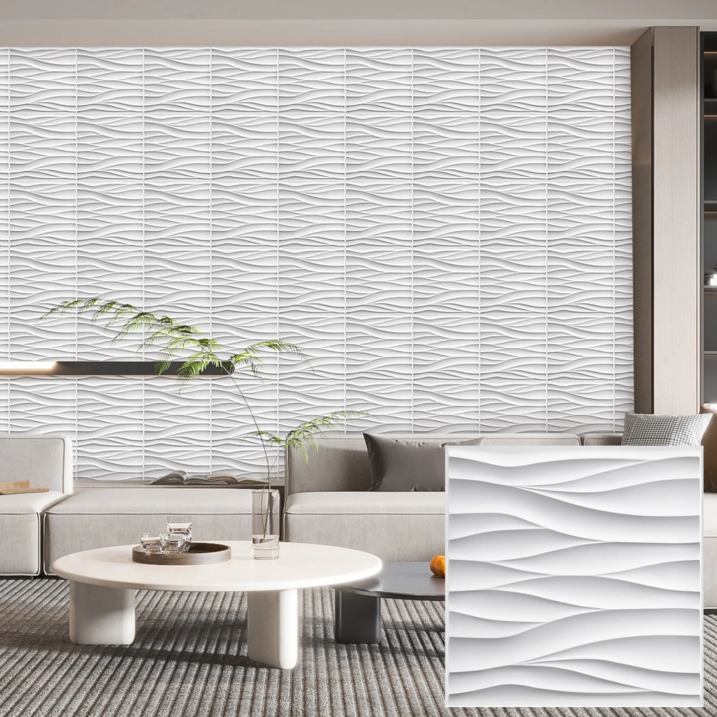 KUUJOJO 12pcs 3D textured wall panel for indoor wall decoration, suitable for living room, hall, bedroom, hotel, office