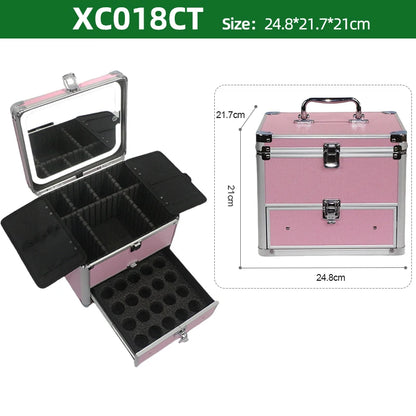 Large Capacity Makeup Case with LED Mirror Multiple Size Options Cosmetic Box LED Mirror Makeup Storage Box for Beauty Salons