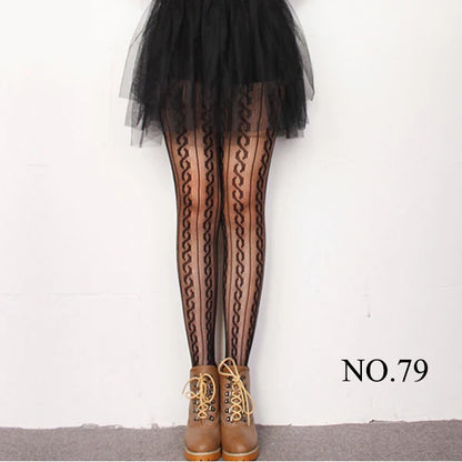 Woman Girls Fashion Gothic Fishnet Stockings Snake Skull Stripeds Socks Mesh Tights Panties Lolita Plus Size Pantyhose Leggings