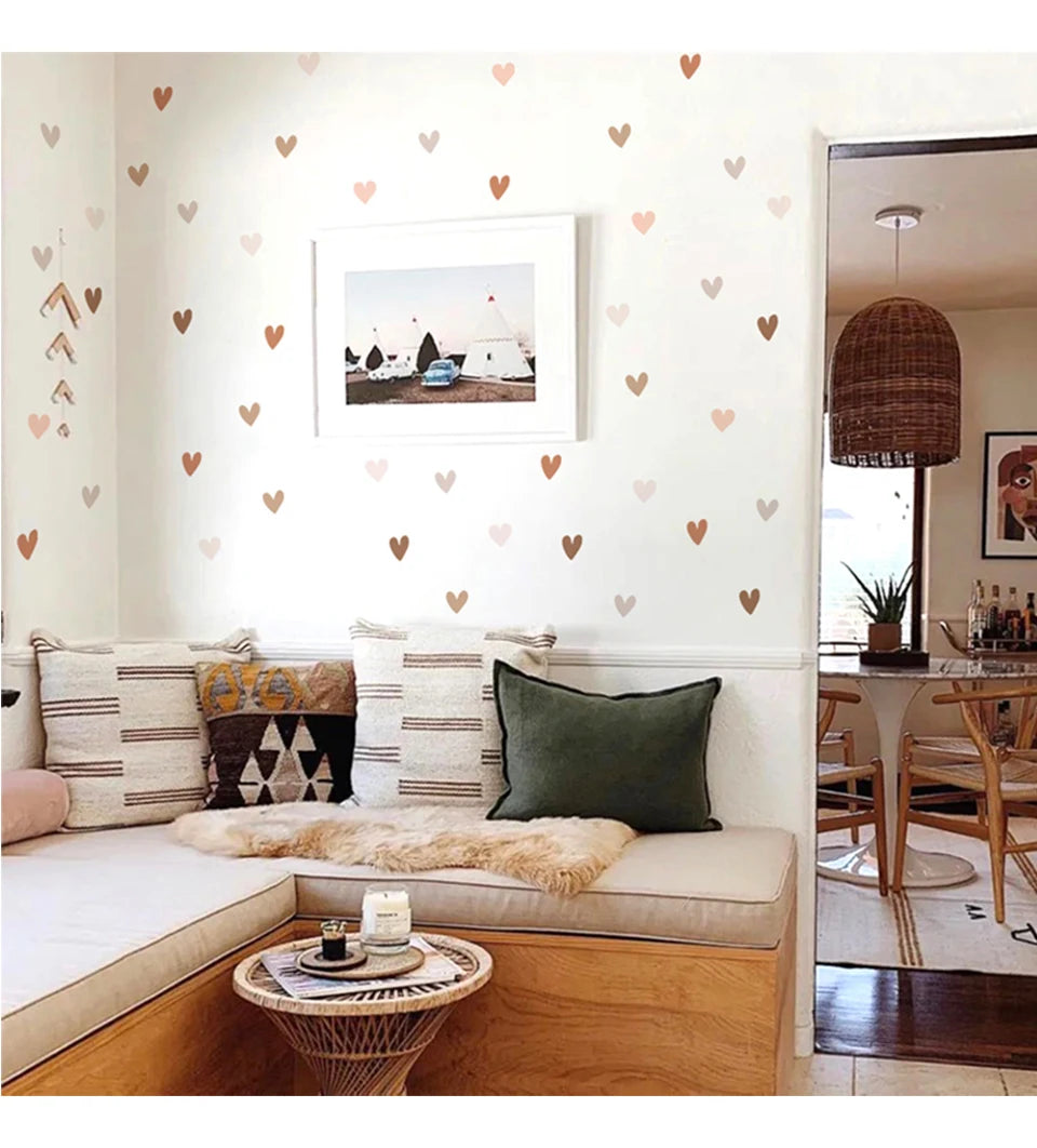 Boho Hearts Creative Wall Sticker For Children Baby Girls Boys Room Nursery Wall Art Decals Vinyl Mural Kids Bedroom Home Decor.
