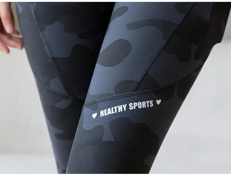 Women Camo Shark Pants High Waist Pocket Leggings Big Size Stretchy Casual Pants Fashion Skinny Yoga Fitness Pants.