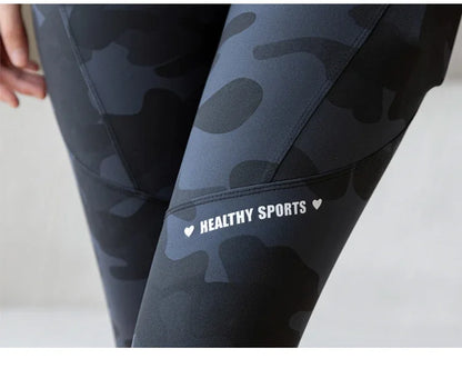 Women Camo Shark Pants High Waist Pocket Leggings Big Size Stretchy Casual Pants Fashion Skinny Yoga Fitness Pants.