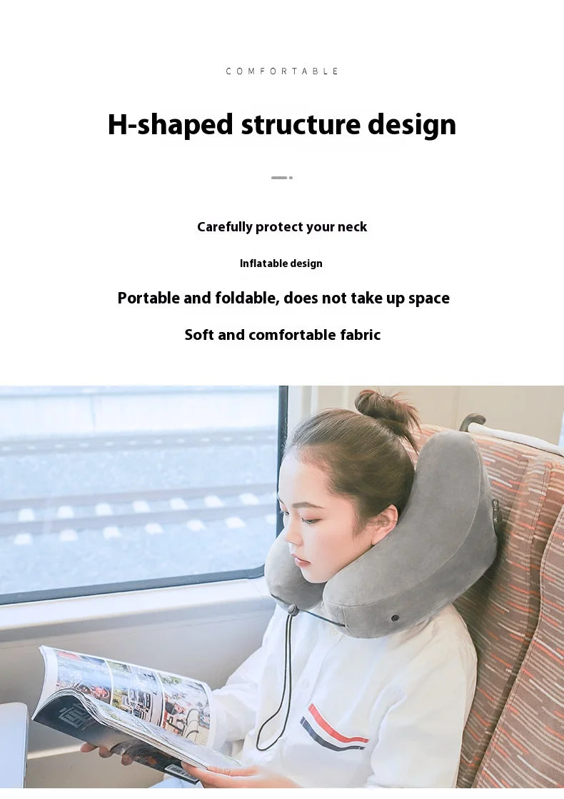 Outdoor U Shaped Memory Foam Neck Pillow Adjustable Portable Multifunctional Airplane Sleeping Support Massage Protection Pillow.