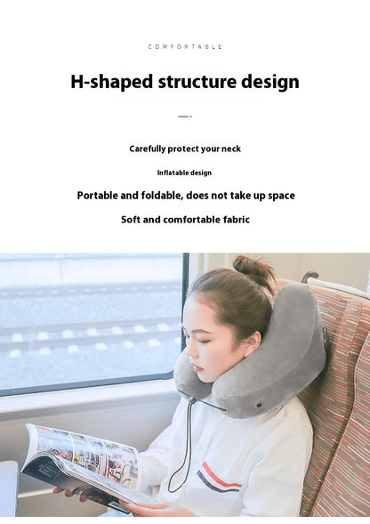Outdoor U Shaped Memory Foam Neck Pillow Adjustable Portable Multifunctional Airplane Sleeping Support Massage Protection Pillow.