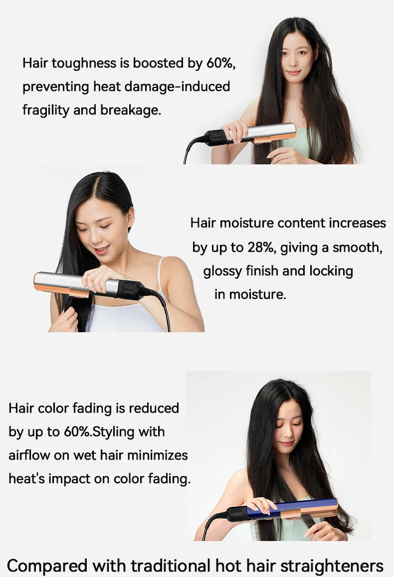 2-in-1 Hair Straightener and Dryer Combo - Negative Ion Heating Flat Iron for Quick, Long - Lasting Hair Styling at Home，salon.