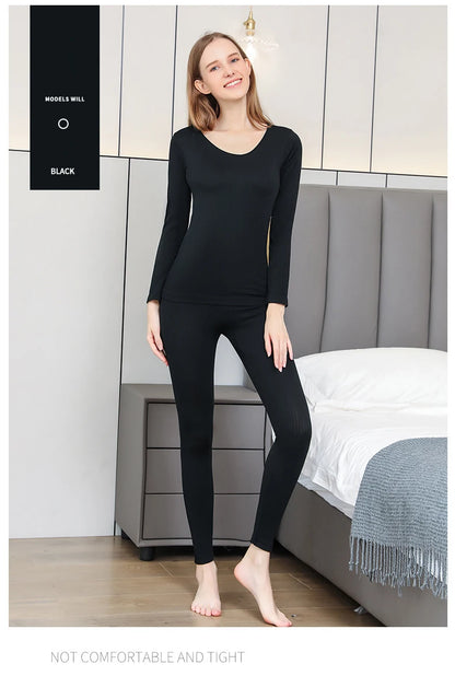 Frauen Thermo Unterwäsche Winter Langarm Winterkleid ung nahtlose Thermo Unterwäsche Intim Set Frau dicke 2 Stück Nachtwäsche