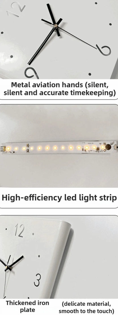 Wohnzimmer Wanduhren Gebogene Ecke Doppelseitige Stille Wanduhren LED Induktion Beleuchtung Uhr Luxus Design Dekor