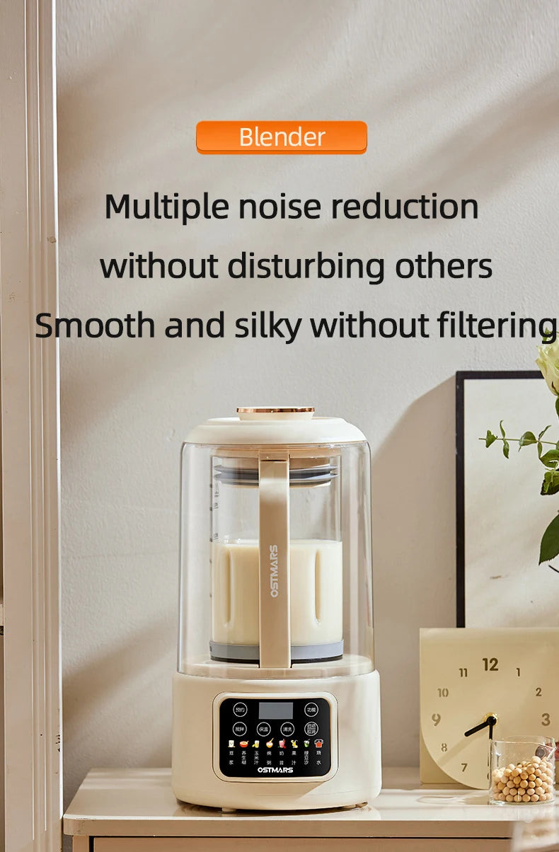 1.5L Soybean Milk Machine Wall Breaking Machine with Soundproof Cover Multifunctional Fruit Vegetable Juicer Automatic Blender.
