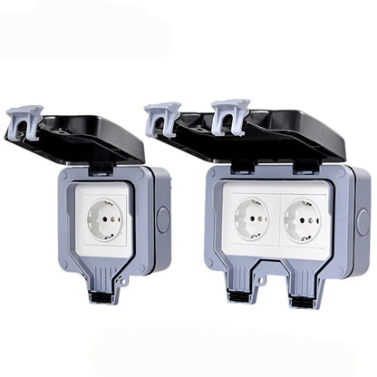 Melery Outdoor-Wandsteckdosen, EU-Stecker, elektrische Steckdosen, IP66, staubdicht, für den Außenbereich, Garten, Masterplug, Rasen.