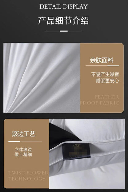 New Hilton Twisted Flower Bread Pillow Feather Velvet Neck Protection Hotel Pillow Core Single Person Not Easy to Collapse.