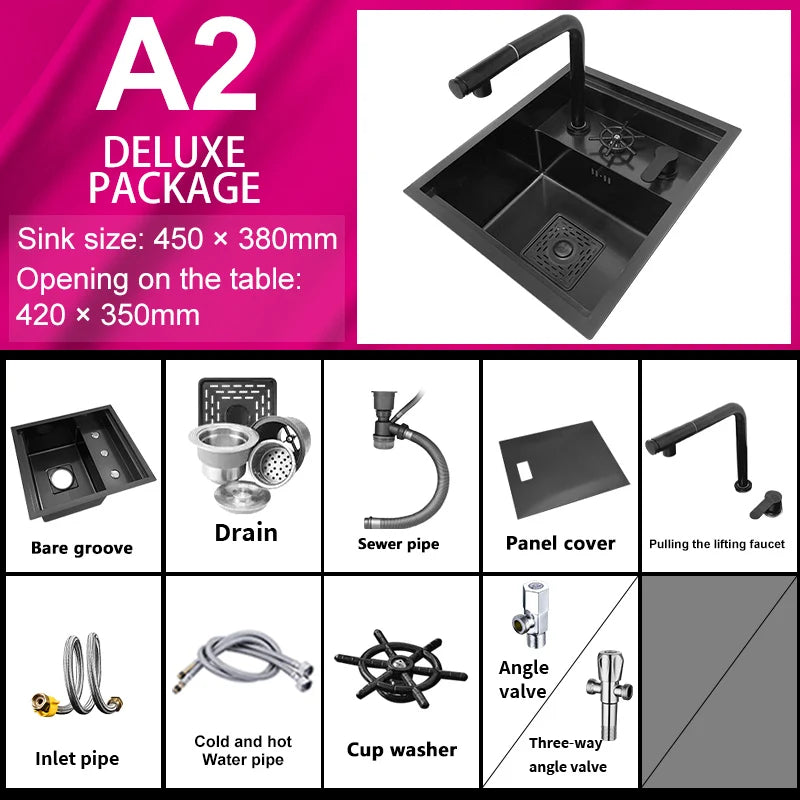 Hidden Cup Washer Bar Tank Stainless Steel Kitchen Sink Multifunctional Wash Basin Mini Small Single Slot With Cover Plate