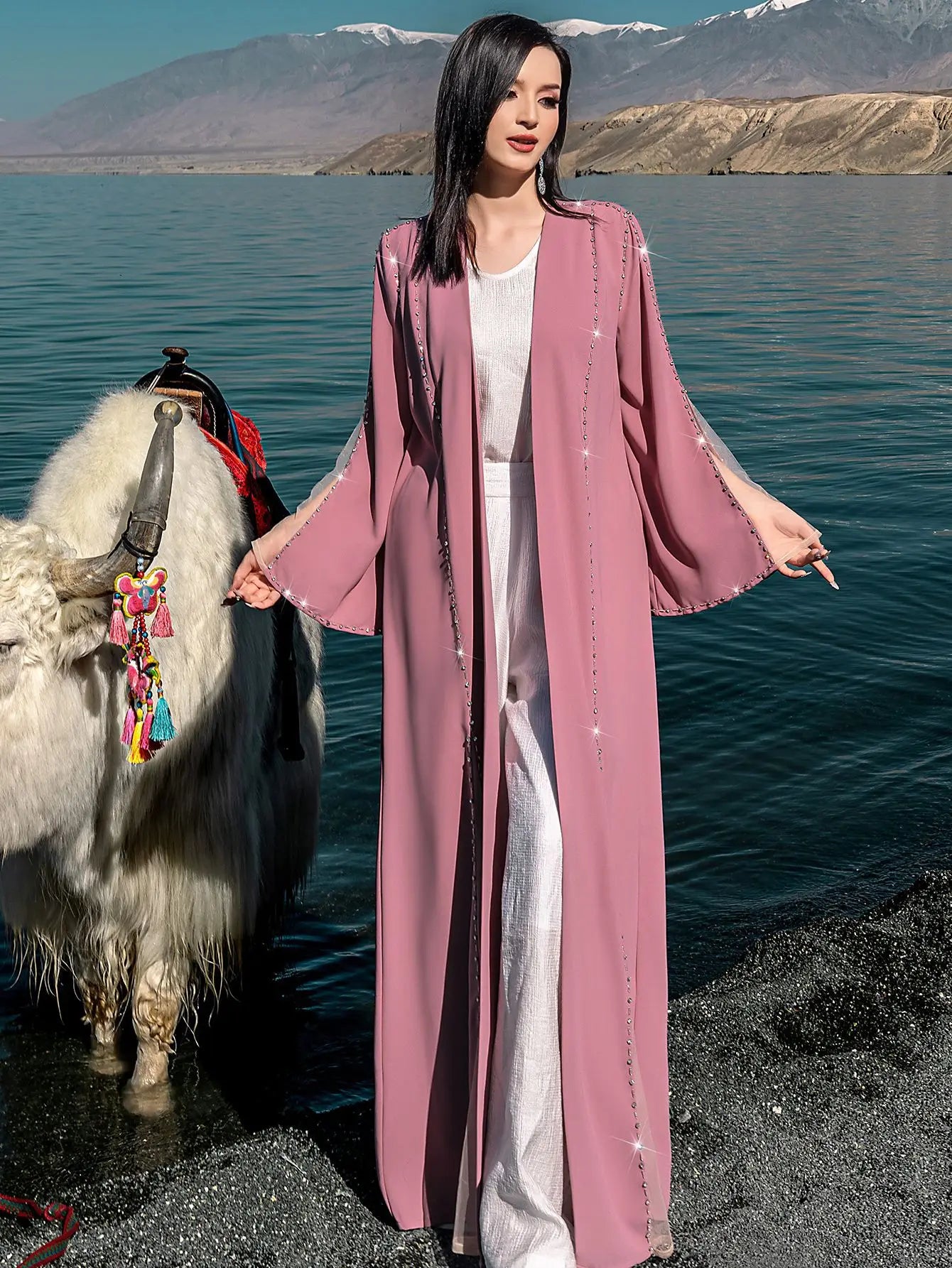 Eid Diamonds Abayas for Women 2025 Fashion Muslim Dress Dubai Open Abaya Kebaya Kimono Jalabiya Caftan Marocain Femme Robe Gown.