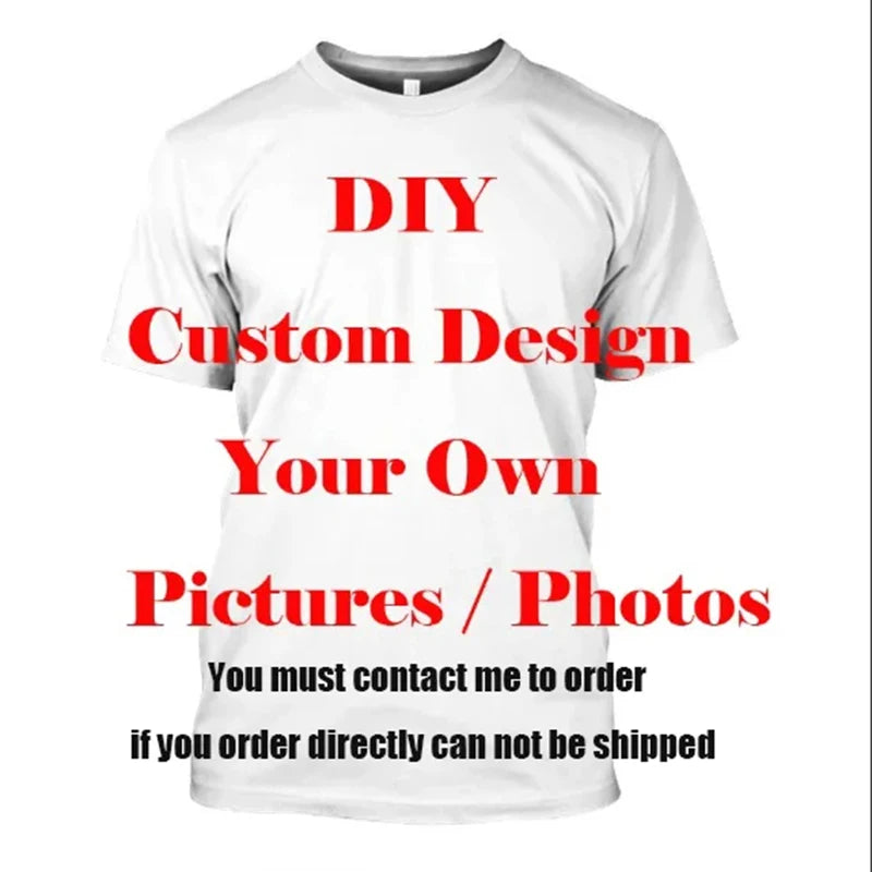 DIY Design 3D Printing Picture Custom T-shirt Men Women Short Sleeve Crew Neck Customize T Shirts Harajuku Fashion Tee Top.
