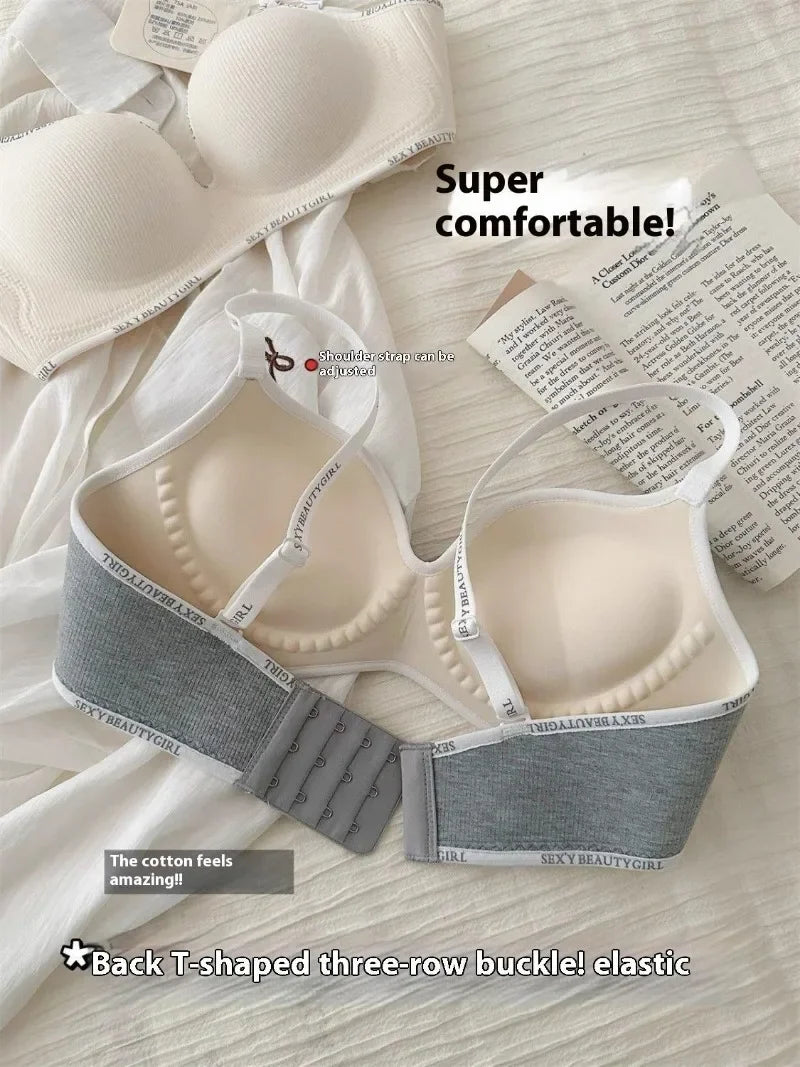 Wireless Push Up Bra for Small Chest - Seamless Anti-Sagging Invisible Bralette, Enhance Lift Comfort No Trace (Letter Design).