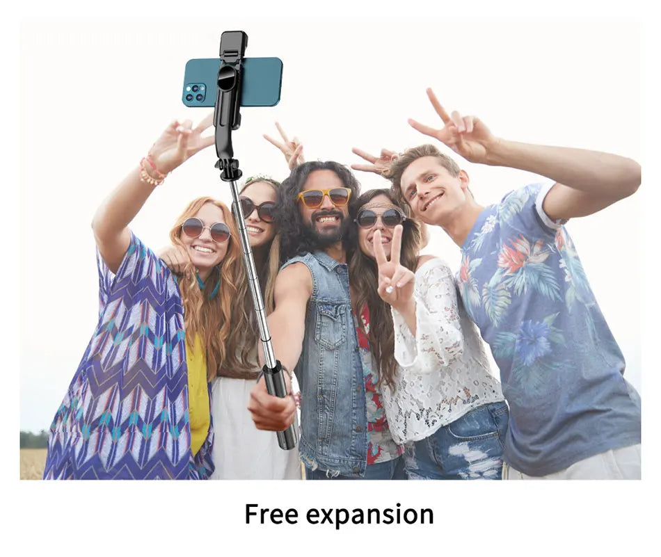 L13D Selfie Stick 1160mm with Wireless Bluetooth Double Fill Light Extended Tripod with Remote Shutter for Android IOS Cellphone.