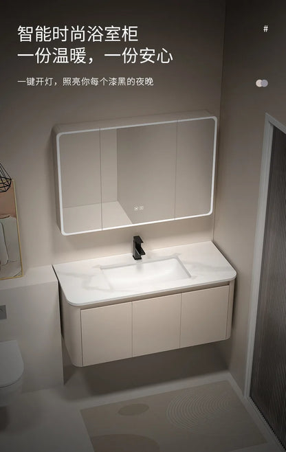 Moderner intelligenter Badezimmerschrank, Wabenstruktur, Aluminium, WC, Waschbecken, Schrank, Kombination, integriertes Keramikwaschbecken, Waschtisch