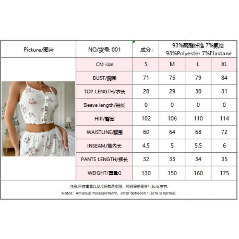 Damen Sexy Pyjamas Herz Wimpern Bedrucktes Pyjama Set V-Ausschnitt Camisole Top Shorts Loungewear.