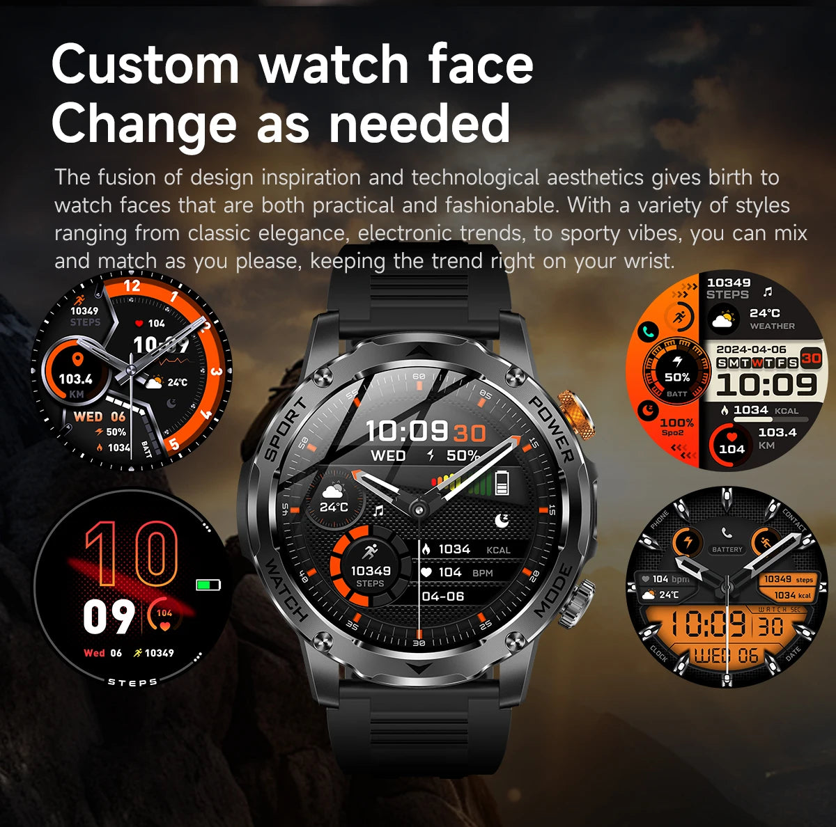 LIGE 2025 New 1000mah Smart Watch Men AMOLED HD Display Sport Fitness LED Flashlight Bluetooth Call Smartwatch For HUAWEI XIAOMI.