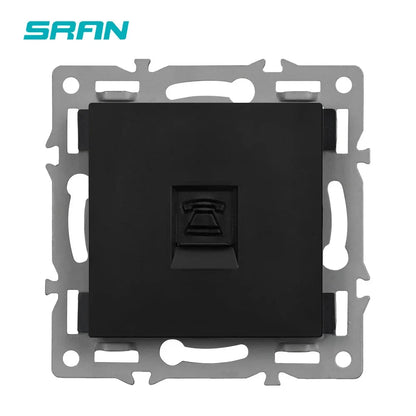 SRAN F6 Serie mehrere Rahmen schwarze Panel aus gehärtetem Glas, EU FR UN-Steckdosen und Schalter Dimmer-Lüfter-Fußlampe Rj45 RJ11Module DIY