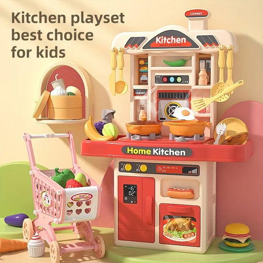 Realistic Pretend Play Cooking Toy for Kids, Chef Playset Kitchen Accessories, Lights & Sounds,for Toddles Girls Boys Gifts.
