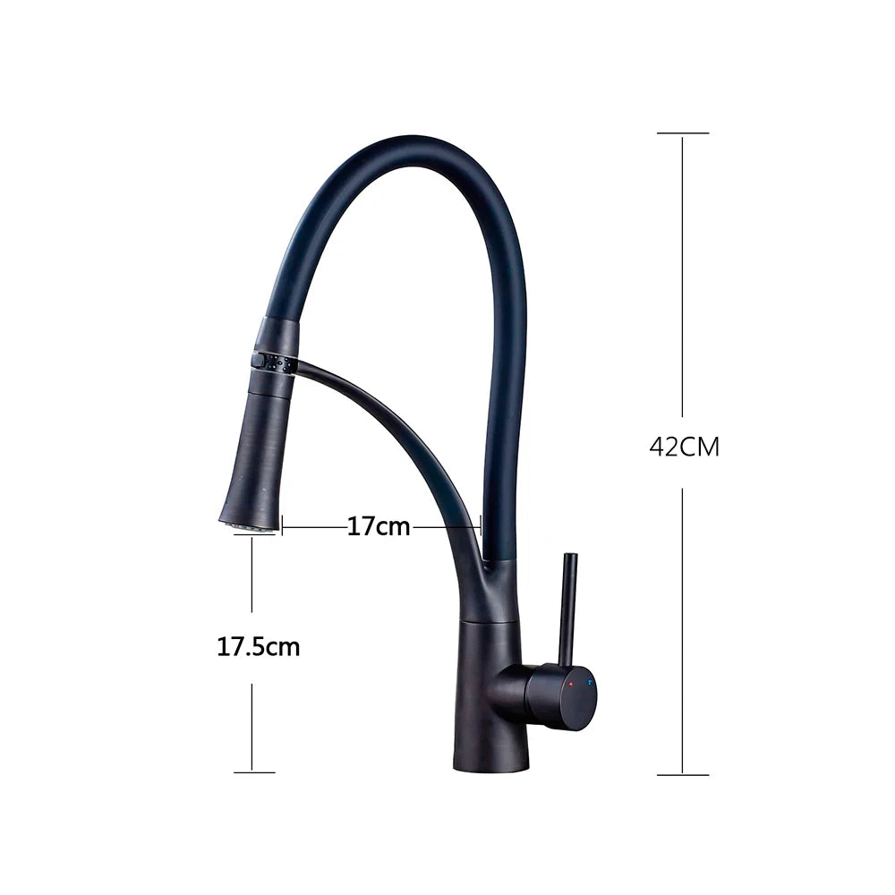 Matte Black  Kitchen Sink Faucet Pull Down Swivel Spout Kitchen Sink Tap Deck Mounted Bathroom Hot and Cold Water Mixers