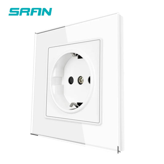 SRAN Eu-Steckdosen 220 V 16 A 82 x 82 mm Glas-Doppel-Dreifach-Wandstecker Russland Spanien Eingebautes Heimbüro.