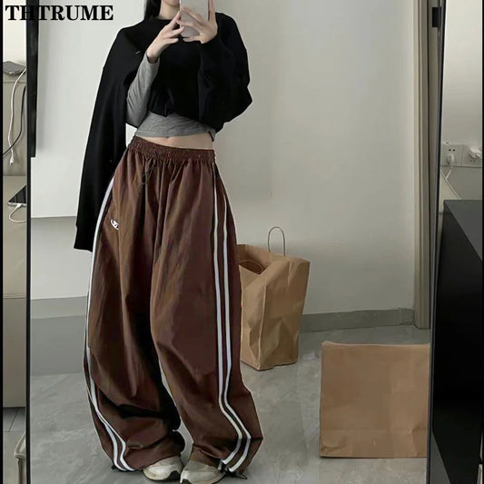 Y2K Vintage Frauen Lose Hosen Übergroßen Hip Hop Kordelzug Tasche Mode Chic Cargo Pant Casual Büro Dame Baggy Neue Hosen