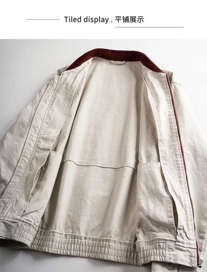 Men Spring Autumn Washed Cotton Loose Casual American Retro Cargo Jacket Man Streetwear Cityboy Coat Outerwear Varsity Jacket