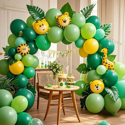 Dschungel Ballon Girlande Bogen Kit Grün Metall Konfetti Ballon Dschungel Safari Thema Party Geburtstag Dekoration Baby Dusche Globos.