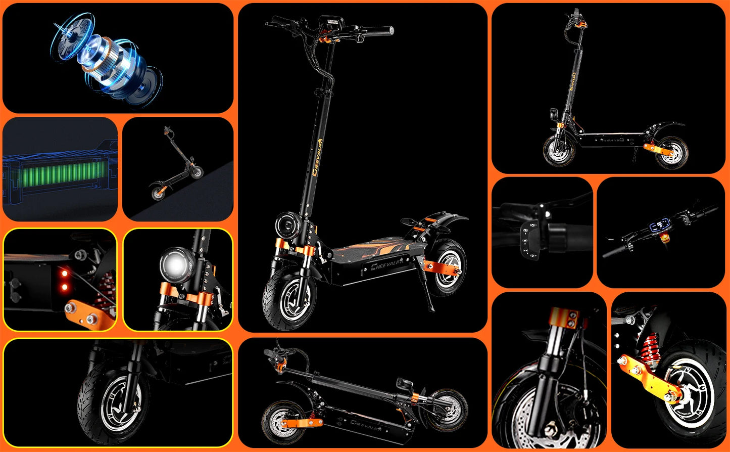 Cheevalry S10 Electric Scooter 2*1600W Motor Adult EScooter 52V 33AH Battery E-Scooter 10 Inch Tire City Commuter EScooter.
