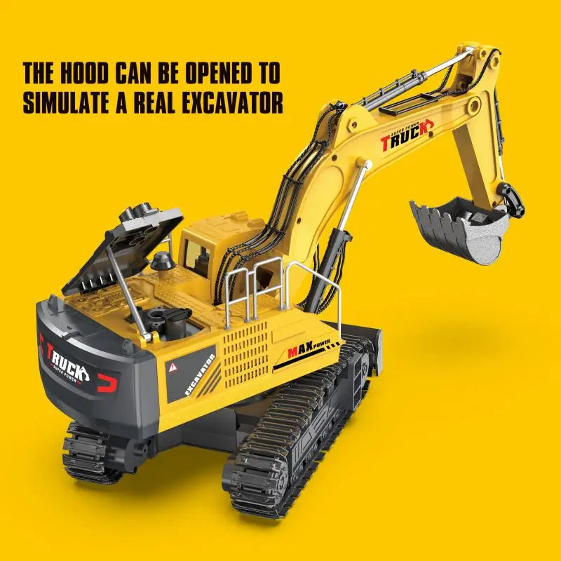 Alloy Rc Excavator Truck Toy Kids Remote Control Engineering Trucks Electric Vehicle Machine Games for Kids Boys Birthday Gifts.