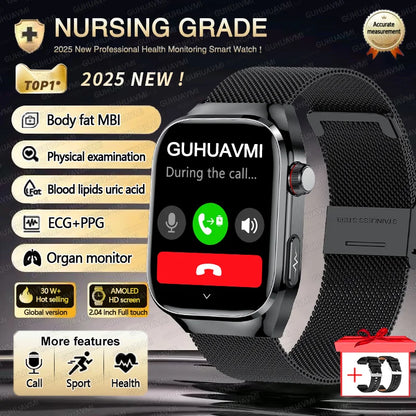 2025 New For Huawei Three highs Blood Pressure Smartwatch ECG Uric Acid Heart Rate Clock Body Analysis Health Monitoring Watches