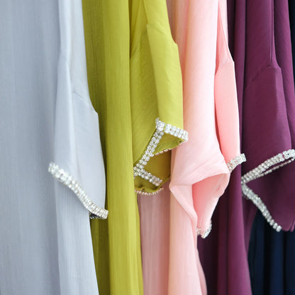 2025 New Abaya Set Shinny Dubai Abaya Cardigan Inner Dress Hijab 3pcs Set Islamic Clothing Women Abaya Muslim Dress