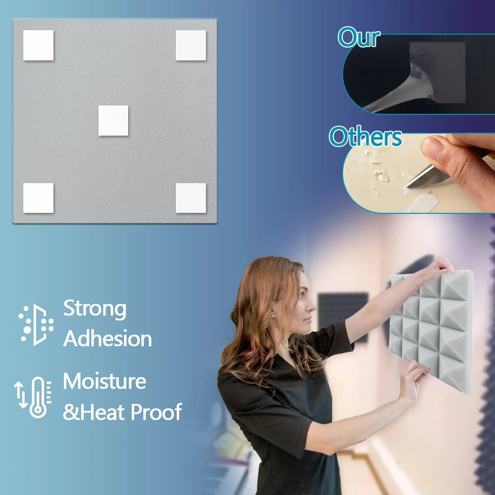 Sound Absorbing Wall Panel 6/12/24Pcs Acoustic Foam Self Adhesives Decor Studio Echo Canceling Treatment For Game Room Cinema