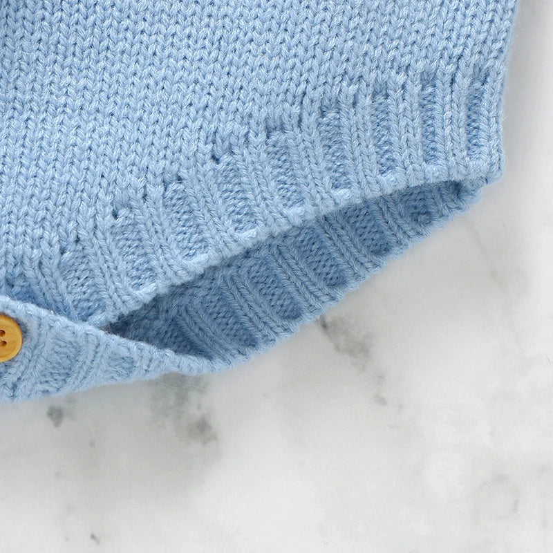 Baby Bodys Gestrickte Infant Mädchen Junge Sling Overall Ärmel Neugeborenen Kind Kleidung Niedlichen Cartoon Bunny 0-18M Overalls mode.