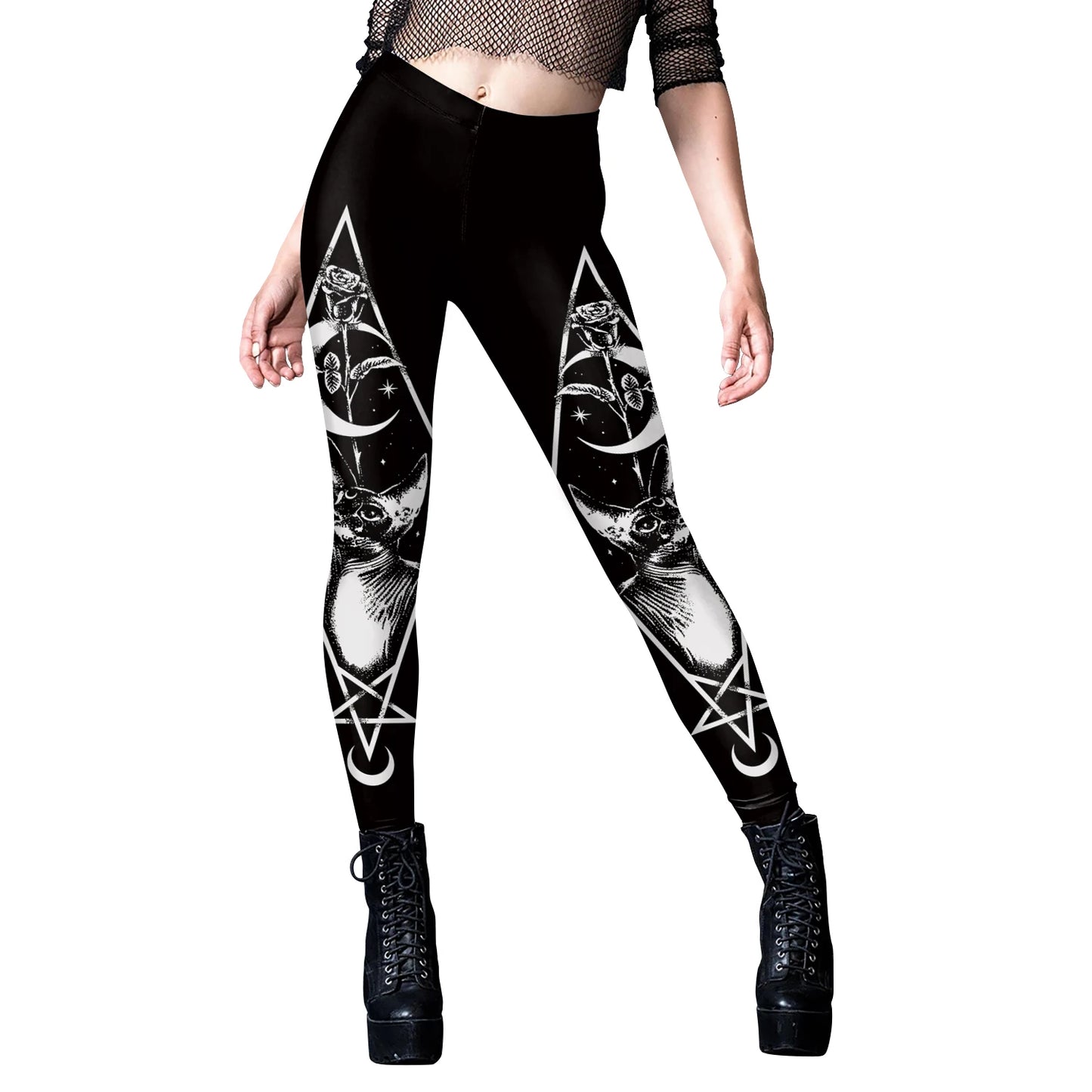 [You're My Secret] Sexy Women's Black Ouija Punk Rock Gothic Leggings For Women Push Up Fitness Legging Stretch Printed Leggins.