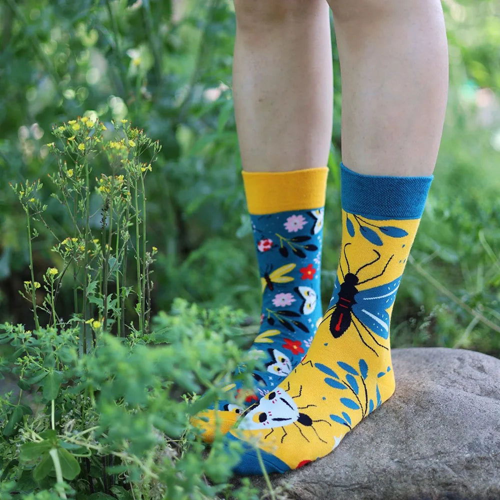 1 Pair Man Women Sock Original AB Tide Socks Colorful Cat Dog Koala Cow Cotton Socks Four Seasons Unisex Medium tube Socks Gift.