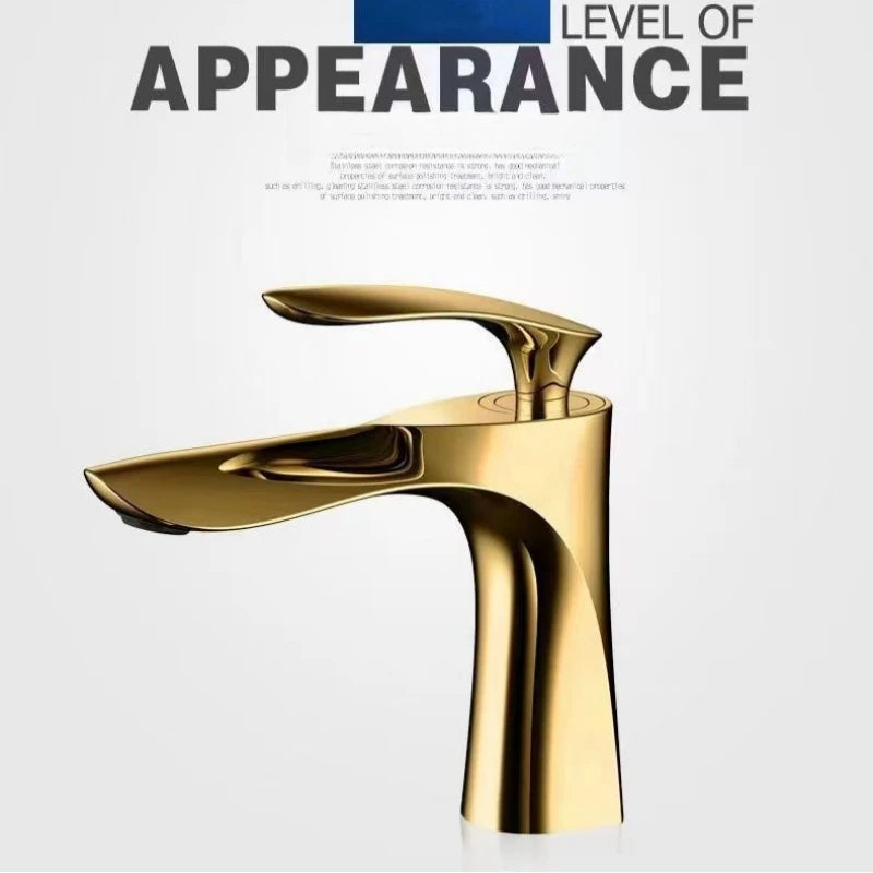 Golden Maple Leaf Basin Faucet For Hot And Cold Water Household Use Raised Washbasin Countertop Basin Single Hole Faucet