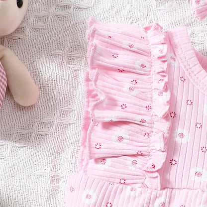 2-teiliger Sommer-Overall für Babys mit Rundhalsausschnitt, Schmetterlingsärmel-Design, süßer, süßer und lebhafter Overall im Prinzessinnen-Stil für Neugeborene.
