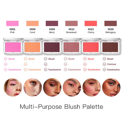 Blush Matte Natural Cheek Tint Brighten Face Waterproof Face Contouring Cosmetics Blush Powder Soft Female Makeup For Cheeks.