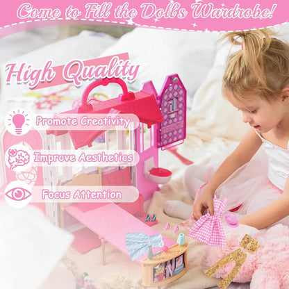 NEW 25 Style Doll Clothes Outfits Pink Winter Sweater Coat Dress Pant Costume Doll House Accessories Christmas Girls Gift.