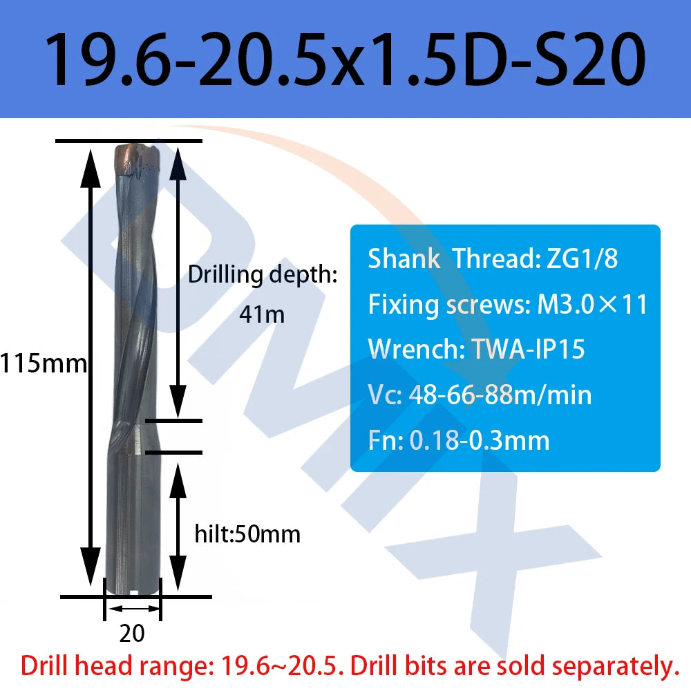 DMIX Crown Hochgeschwindigkeits-Bit 10–25,8 mm, 1,5–5D, gewalttätige Lochbearbeitung, Wende-Innenkühlung, Säbelzahnbohrer, Ersatz-U-Bohrer