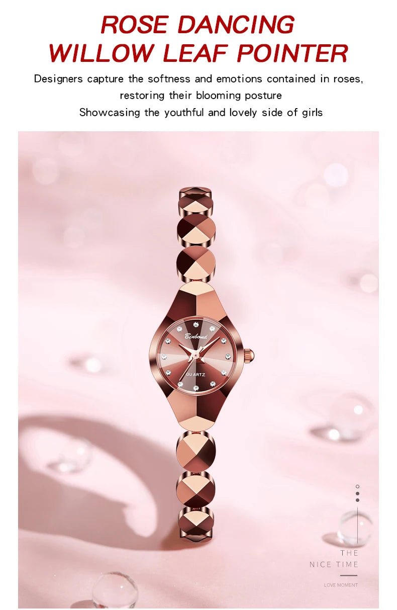 BINBOND Waterproof Watch Casual Fashion Quartz Watches Women Top Brand Luxury Stainless Steel Strap Elegant Business Women Watch.