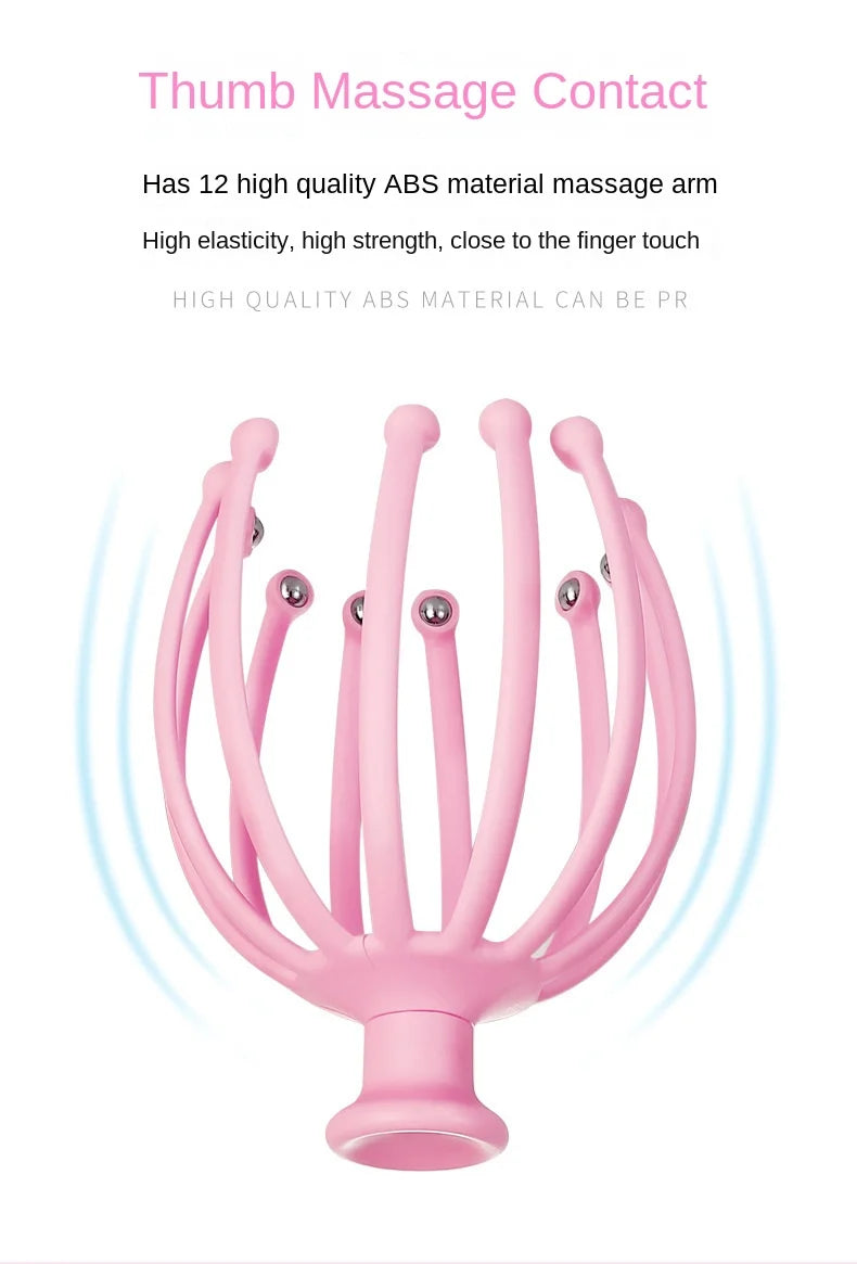Head Massager Neck Massage Octopus Scalp Stress Relax 12 Antennae Massage Head Meridian Comb Point Pressing Head Artifact.