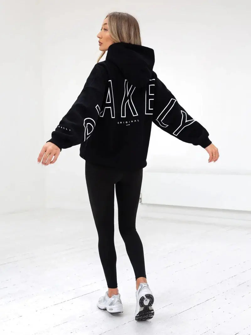 European American Fashion Printed Hooded Hip Hop Sweatshirt 2025 New Cross Border Thickened Versatile Long-sleeved Loose Clothes.
