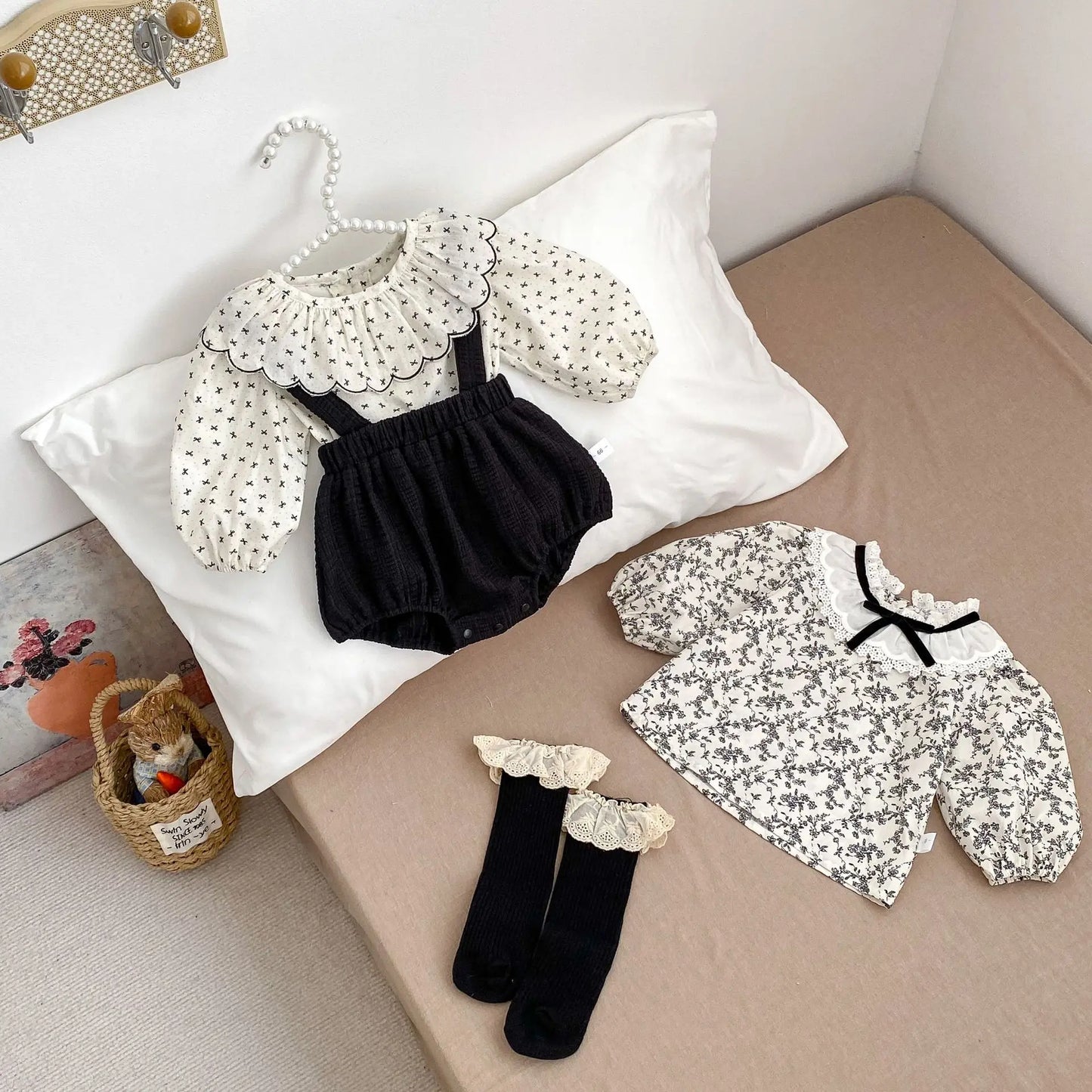 MILANCEL Baby-Frühlingskleidung, 0–3 Jahre, Kleinkinder, Mädchen, Träger, Body, Kleinkind, Hosenträger, einteilige Shorts, optionales Hemd.