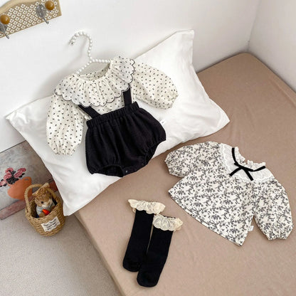 MILANCEL Baby-Frühlingskleidung, 0–3 Jahre, Kleinkinder, Mädchen, Träger, Body, Kleinkind, Hosenträger, einteilige Shorts, optionales Hemd.