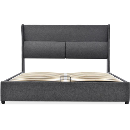 Vsoga 160x200 cm gepolstertes Doppelbett, verstellbare Kopfstütze, Leinen material, Lattenrost, Teen-Bett, 140x200 cm, 180x200 cm