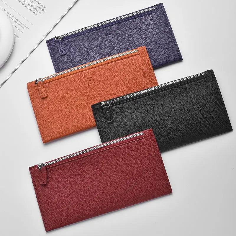2025 new leather long wallet, women's ultra-thin casual zipper wallet, phone holder, soft leather leather clip,Cosmetic Bag..