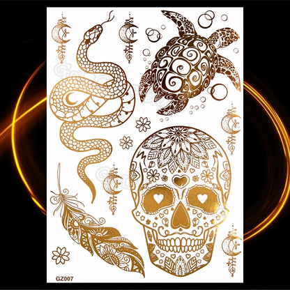 1PC Summer Style Men Women Body Art Gold Metallic Tattoo Sticker HYS-101 Chain Bracelet Fake Jewelry Waterproof Temporary Tattoo